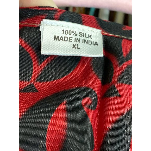 SILK WRAP DRESS Red Xl Paisley Super Bell Sleeve Hippie Gypsy - Picture 4 of 4